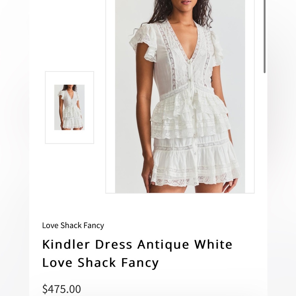 Loveshackfancy Kindler Mini Lace Dress in Antique White sz 0 $475